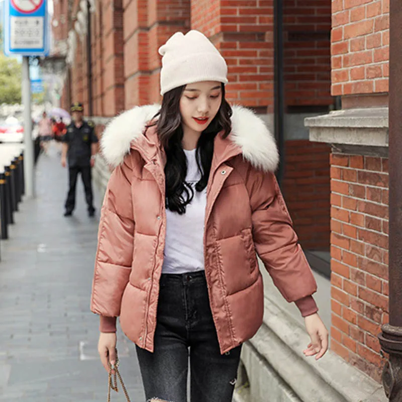 WXWT Winter Coats parkas winter new women's fashion large fur collar hooded thick cotton down jacket Russian winter coat