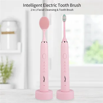 

Electric Sonic Toothbrush USB Rechargeable Adult Tooth Brushes Replaceable Facial Cleansing Brush Head Whitening for travel 39