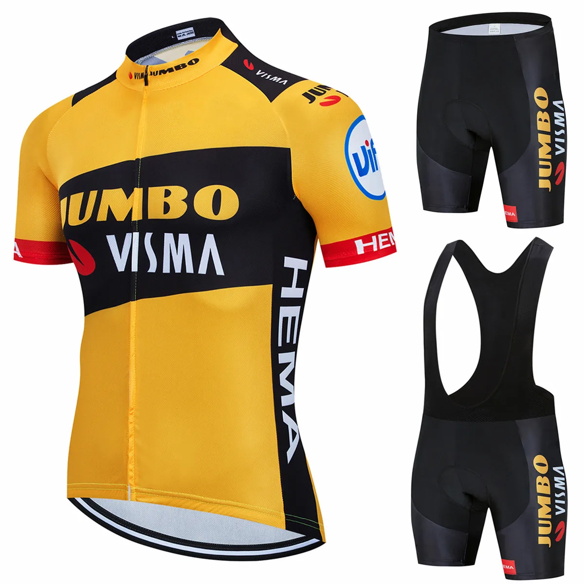 2020 профессиональная команда Jumbo visma Велоспорт Джерси Набор Мужская велосипедная