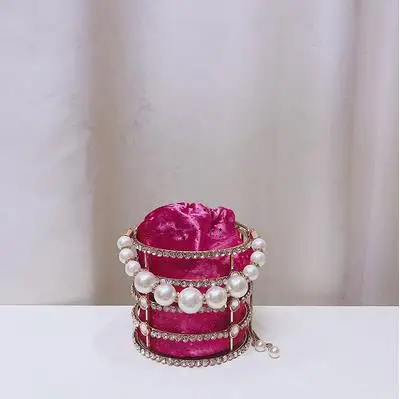 Diamond hot pink Высококачественная Роскошная ручка с бахромой, металлическое ведро с бриллиантами, стильная женская вечерняя сумка для вечеринки, сумка-шоппер через плечо, женская сумка - Цвет: Diamond hot pink