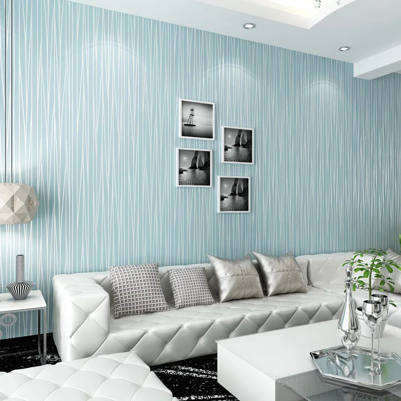 

Walls Striped Wallpapers For Blue Blue Stripe Wall Paper Non-woven Living Room Wallpaper Stripes Paper Roll,painel De Parede 3d