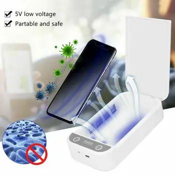 

UV Light Phone Sterilizer Box Jewelry Phones Mask Key Nail Watch Cleaner Personal Sanitizer Disinfection Cabinet Esterilizador