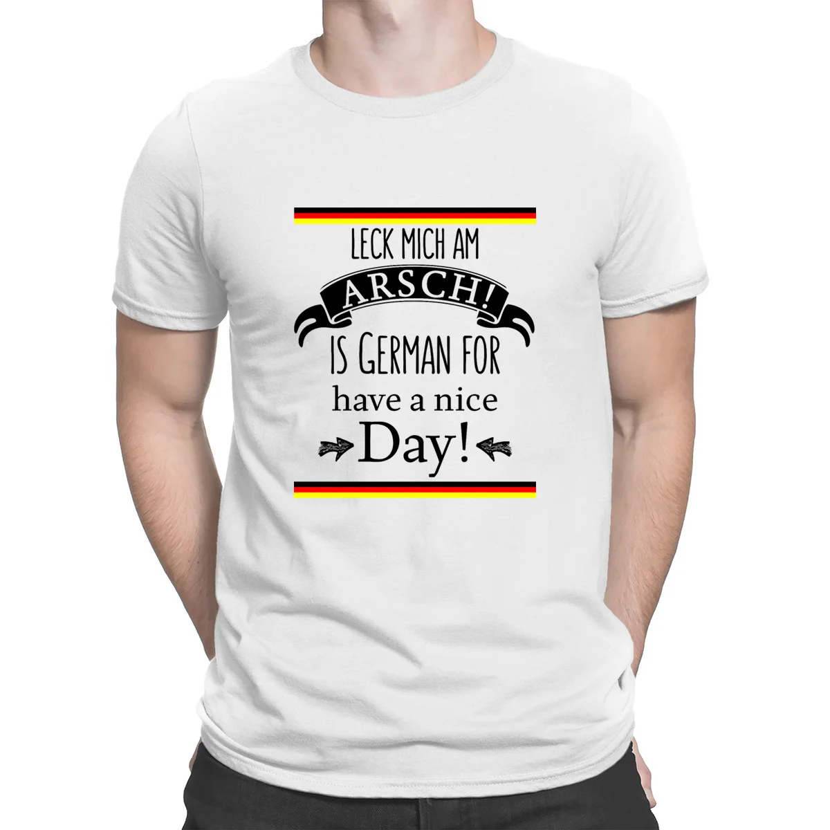 German Translations Leck Mich Am Arsch T-Shirt Hip Hop Newest Leisure Print T Shirt Men Euro Size S-3xl Solid Color Interesting