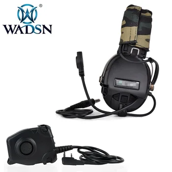 

WADSN Tactical Sordin Headset With Push To Talk Airsoft Peltor PTT Midland KEN Plug Noise Cancelling Headphone Fit Baofeng Radio