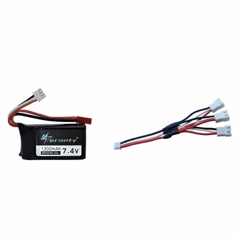 Обновленная батарея 7,4 в 1300 мАч LiPo+ зарядное устройство для Wltoys V353 A949 A959 A969 A979 k929 Дрон батарея для RC автомобилей вертолетов лодки - Цвет: Красный