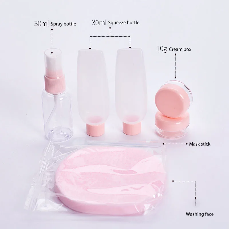 7 Pcs Set Travel Set Bottle Cosmetics Portable Cream Box Empty Bottle Spray Bottle Cosmetics Sub 2