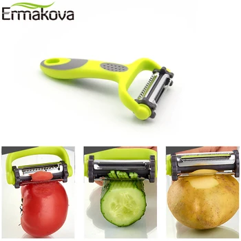 

ERMAKOVA 3 In 1 Swivel Serrated Vegetable&Julienne Peeler Cutter Stainless Steel Fruit Potato Carrot Grater Planing Kitchen Tool