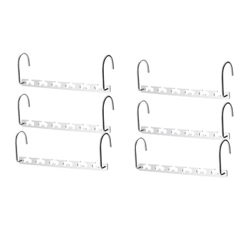 

6 Pack Groove Metal Magic Hangers Space Saving Hangers Closet Space Saving Wardrobe Clothing Hanger Organizer, Updated Hook Desi