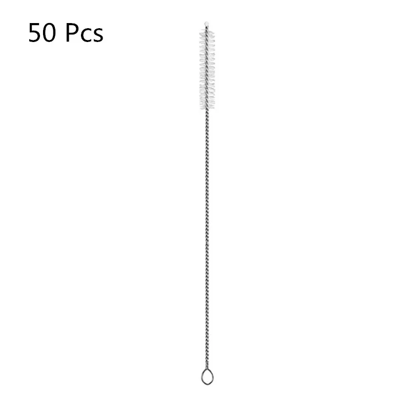 50 pcs brush Эко дружественные соломинки 100 шт./компл. металлическая соломинка многоразовые оптовые нержавеющей стали трубочки для напитков 215 мм* 6 мм Прямые изогнутые соломинки - Цвет: 50 pcs brush