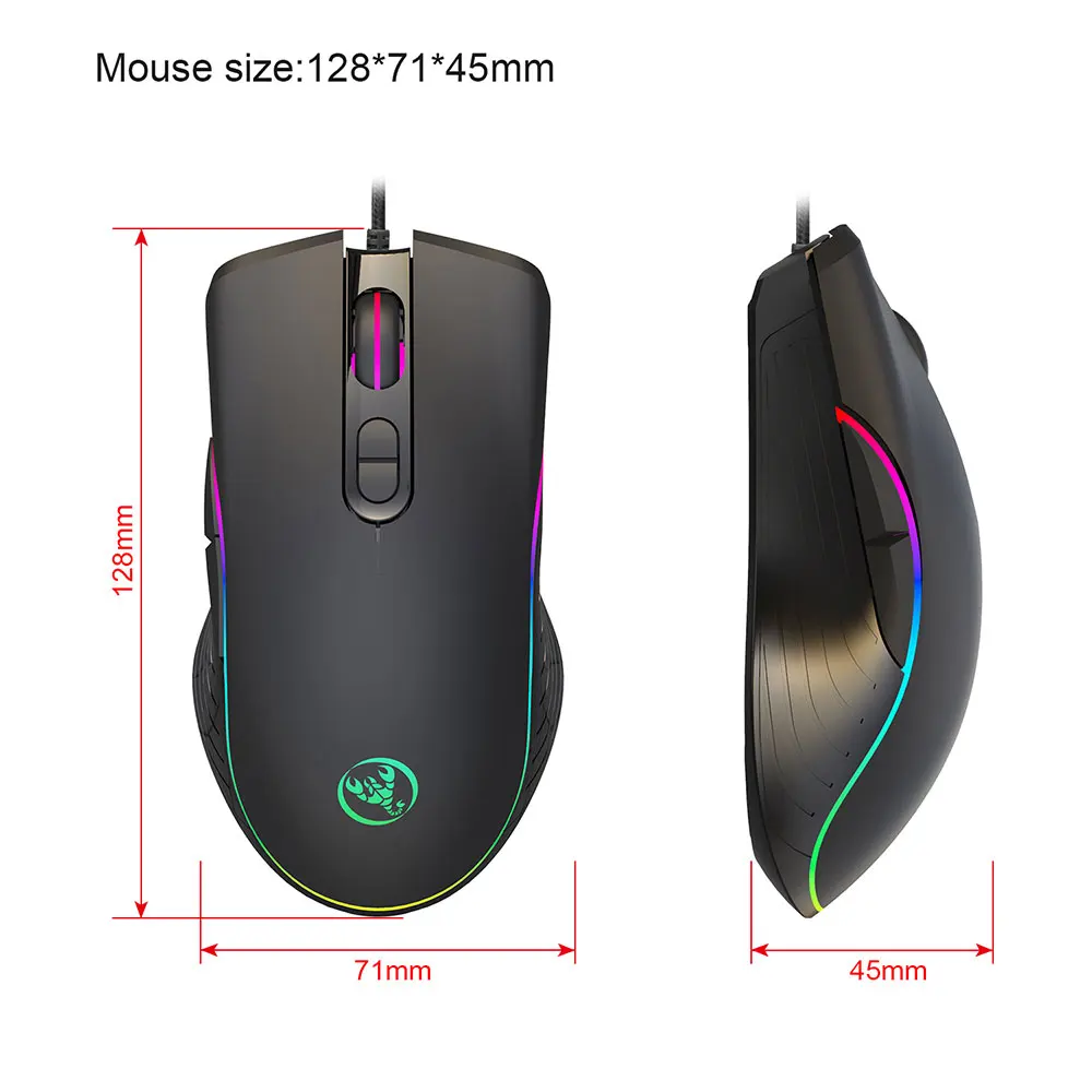 Портативный оптический мыши игровая мышь ПК работает RGB 7 кнопок 6400 Точек на дюйм макропрограммирование Интернет кафе Управление USB Проводная Мышь