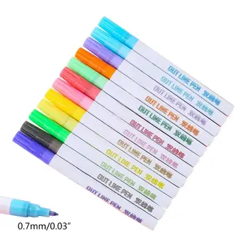 

12Pcs Colorful Double Line Outline Pen Gift Card Writing Drawing Pens Stationery