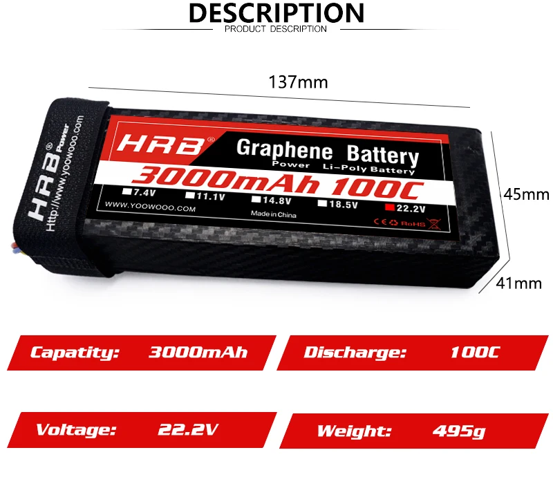 HRB графеновая батарея 6S 22,2 V 3000mah 100C XT90 разъём для LiPo батарей батарея для Goblin 570 вертолет AlIGN T-REX 450L RC автомобиль Лодка
