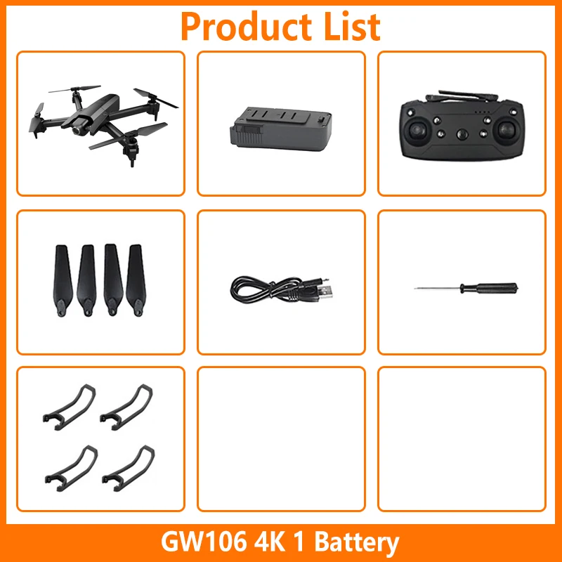 Global Drone GW106 Квадрокоптер с камерой HD 1080P долгий срок службы батареи Дрон жесты Фото Видео дроны VS SG106 XS816 - Цвет: 4K HD