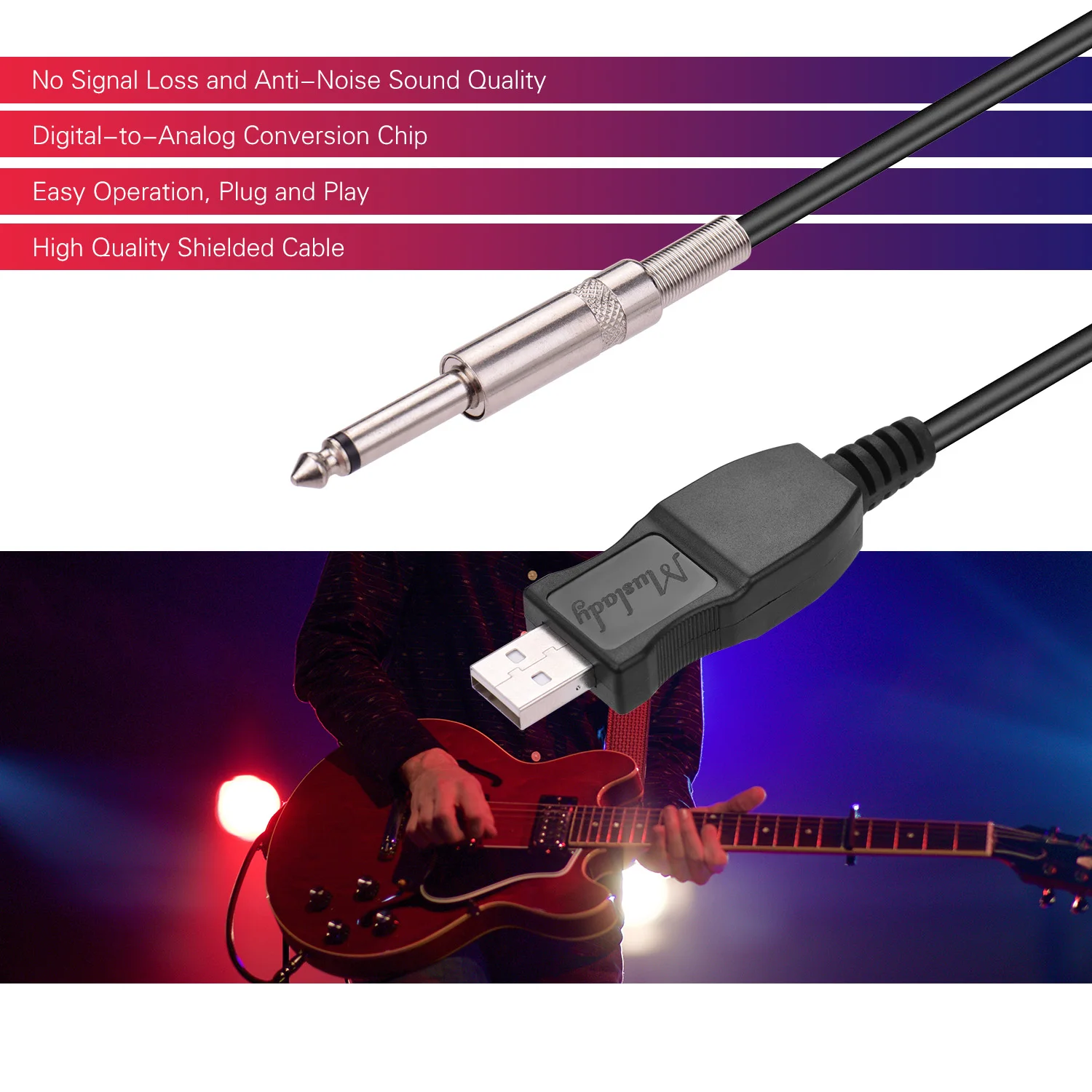 Кабель переходник Muslady для гитары USB интерфейс папа моно кабель конвертер