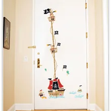 Стиль AY7063 пиратский корабль Детская измерение высоты ленты креативная детская комната декоративные наклейки на стену