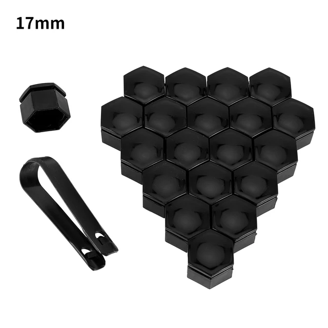 20Pcs Car Wheel Nut Caps Auto Hub Screw Cover 17mm 19mm 21mm Bolt Rims Exterior Decoration Special Socket Protection Dust Proof 17mm Black