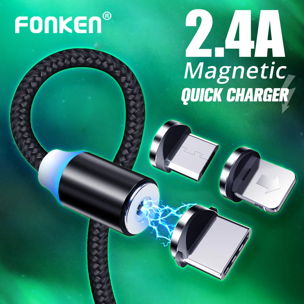 

FONKEN Magnetic Cable Fast Charge USB Type C Cable Magnet Micro USB Cable 1m 2m Wire For Quick Charger Phone Charging Cord