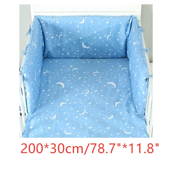 blue moon 200x30cm Один-кусок детская кроватка бамперы безопасно, младенцев, новорожденных из хлопка с Бамперы Детское покрывало для кровати Pad Detachble детская кроватка постельные принадлежности Длина 160/180/200 см - Цвет: blue moon 200x30cm