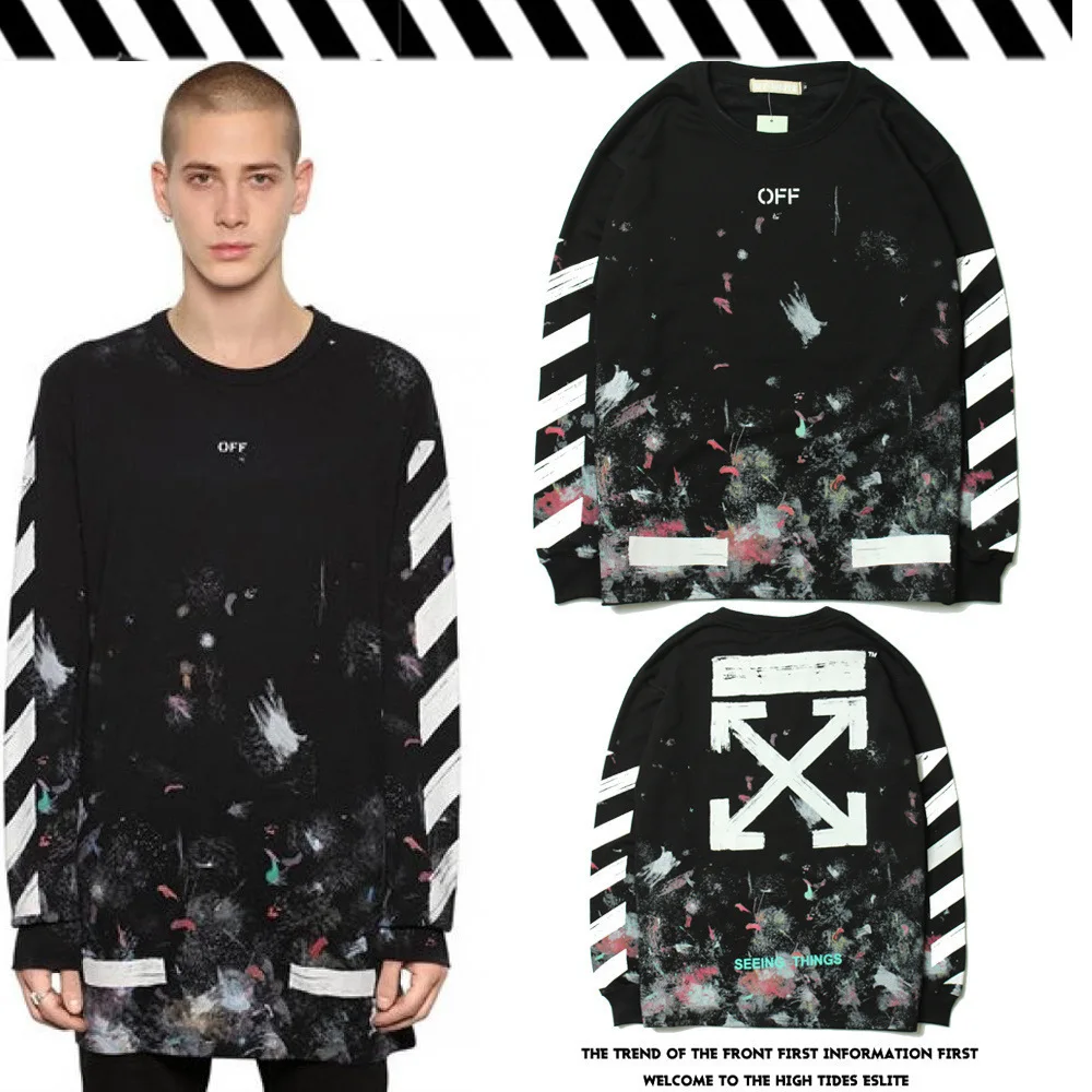 Europe And America High Street Skateboard Ink Hoodie Diagonal Stripes Arrowhead Hoodie Fashion Men And Women Harajuku Couple Clo