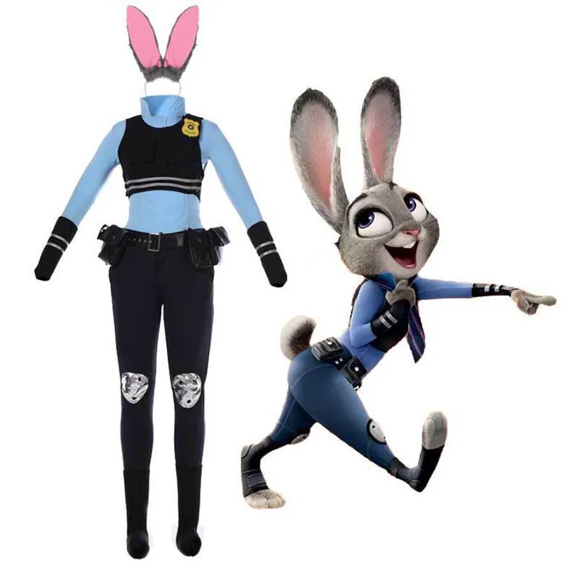 costume M-XL костюм для косплея с изображением кролика Джуди Хоппс, топ+ штаны+ парик, рождественские вечерние костюмы для косплея с изображением кролика, полицейского, Джуди - Цвет: costume