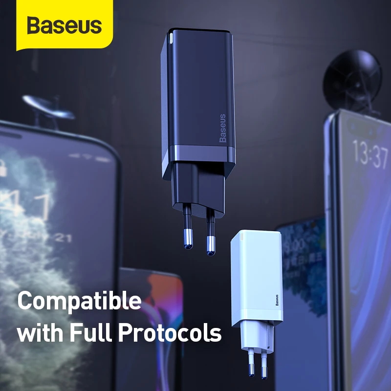 - Baseus GaN Charger 45W PD USB Charger Quick Charge 40 30 Dual USB Phone Charger ForiP For Huawei Mate 10 For Samsung Laptop