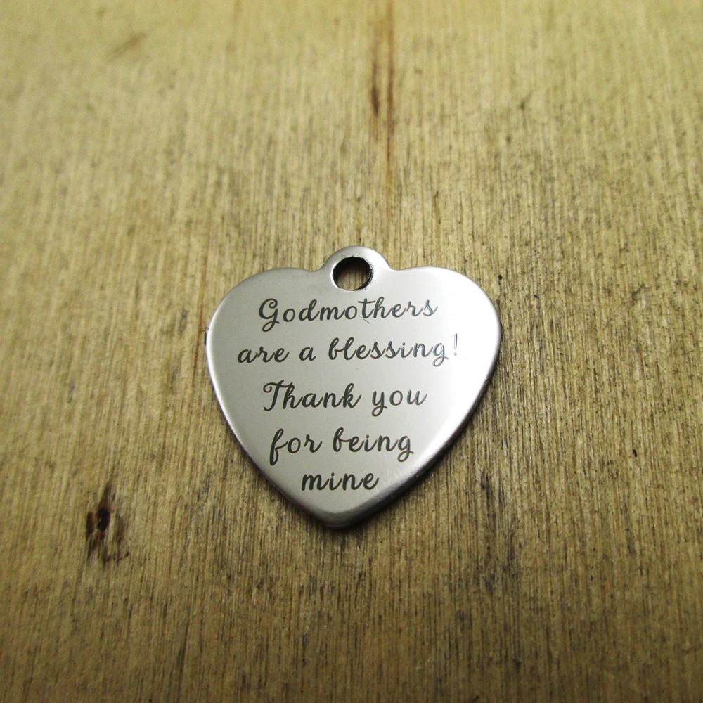 10pcs/lot--Godmothers are a blessing! Thank you for being mine stainless steel charms Laser Engraved DIY Charms Pendants | Украшения и