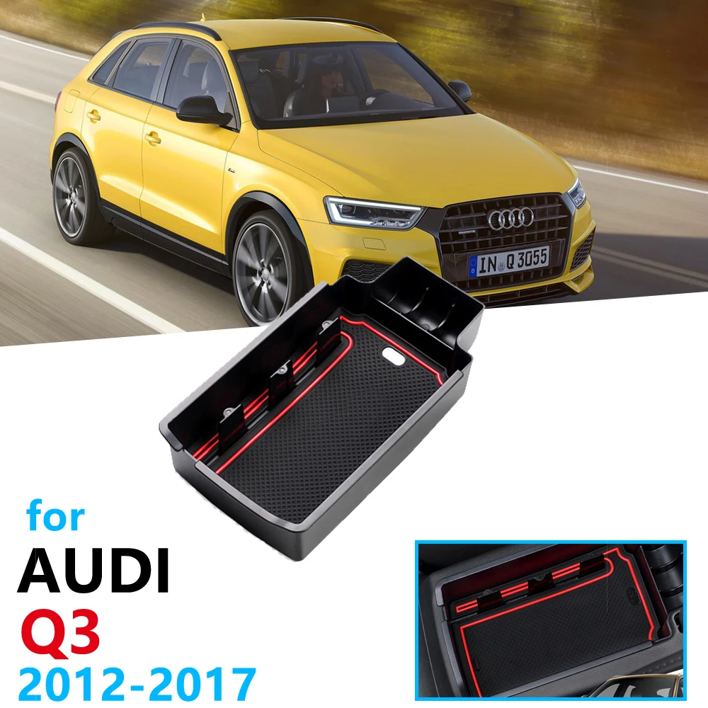 Автомобильный органайзер, аксессуары для Audi Q3 8U 2012 2013 2014 2015 2016 2017, подлокотник, коробка для хранения, коробка для монет, кабель Автомобильный органайзер, аксессуары для Audi Q3 8U 2012 2013 2014 2015 2016 2017, подлокотник, коробка для хранения, коробка для монет, кабель