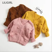 LILIGIRL хлопковый свитер ручной работы для маленьких девочек зимний детский вязаный кардиган с длинными рукавами, куртка, пальто Детский кардиган, свитера