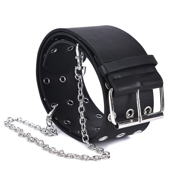 

Design Detachable Waist Belt Chain Punk Hip-hop Trendy Women Belts Lady Fashion silver Pin Buckle leather Waistband Jeans