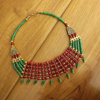 

NK220 Tibetan Jewelry 5 Layers Colorful Lampwork Beaded Necklace Bohemia Style Women Necklace From Nepal