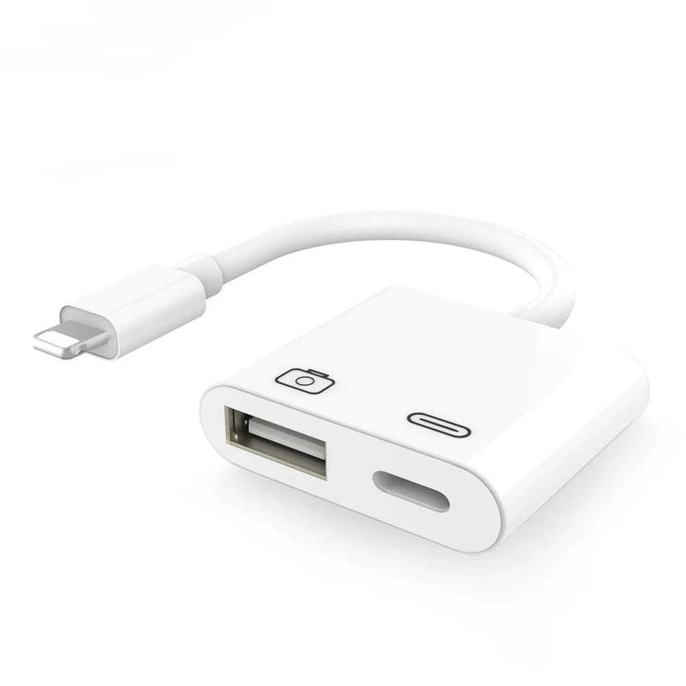 OTG цифровой адаптер для Lightning к USB 3 камера ридер Зарядки Комплекты синхронизации данных для iPhone X/XS/8 P/7/7 P/6/6 S - Цвет: Белый