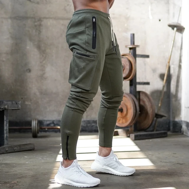 Joggers Sweatpants erkekler rahat dar pantolon çok cep pantolon erkek  eşofman altları spor Fitness eğitim vücut