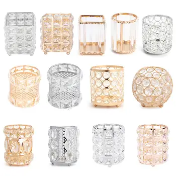 

Crystal Makeup Organizer Metal Storage Box European style Eyebrow Pencil Lipstick Holder Makeup Brush Holder Cosmetic Organizer
