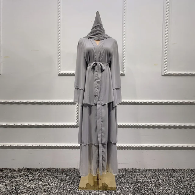 Robe longue en mousseline de soie pour femmes musulmanes, Abaya ouverte, Dubaï, Turquie, Islam, Arabe, Robe musulmane, Caftan marocain