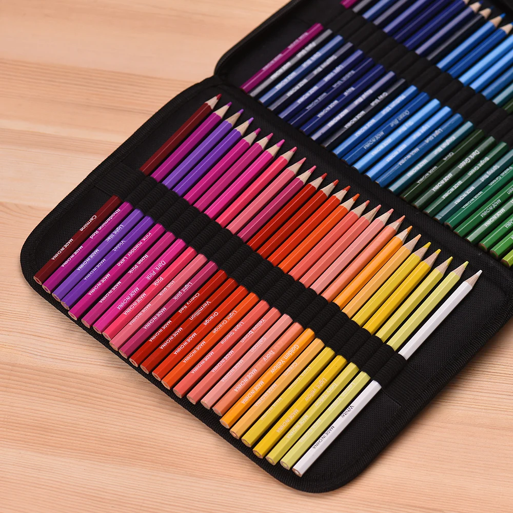 

Professional Colored Pencil Set in 3-Layer Zippered Carrying Slot Canvas Case for Drawing Shading Skething 72 Colors
