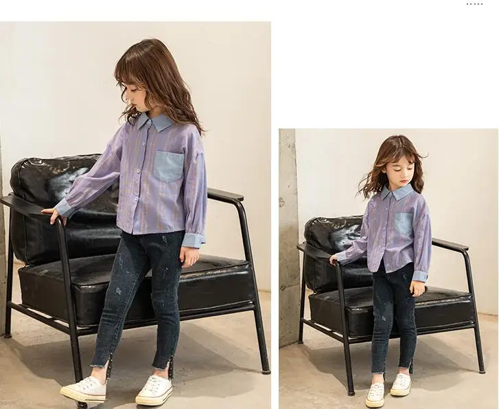 Г. Осенняя клетчатая рубашка с длинными рукавами для девочек дизайнерская хлопковая Корейская одежда для малышей, удобные топы для малышей ZL192