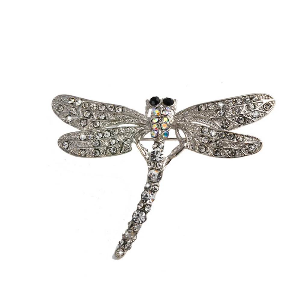 Crystal Vintage Dragonfly Brooches for Women Clip Bully Insect Brooch Pin Up Fashion Dress Coat Accessories Decoration Fiests
