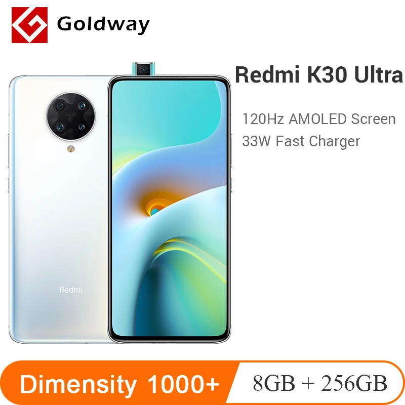 Оригинальный Redmi K30 ультра 8GB 256GB смартфон МТК Dimensity 1000 + Octa Core 64-мегапиксельная