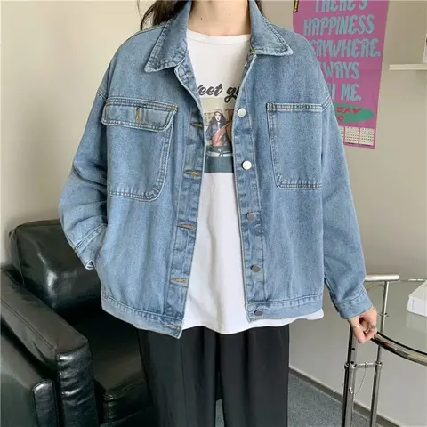 Jacket Women Coats Plus Size Jeans Denim Coat Patchwork Korean Coats Casual Loose 2022 Spring Jeans Coats Female outwear