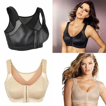 

New Women Zipper Push Up Sports Bra Padded Shockproof Gym Fitness Athletic Running Vest Sport Tops Shake Underwear Fitness