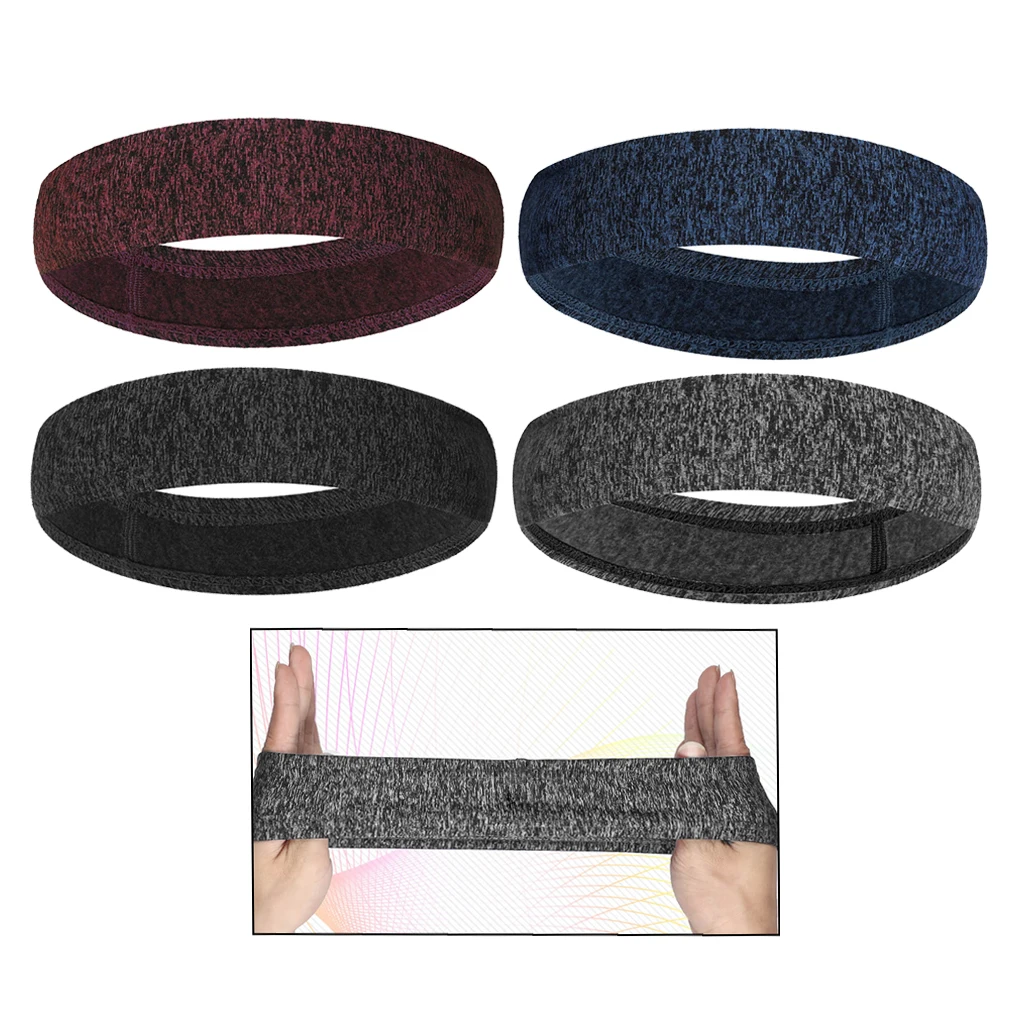 Men Women Sports Headband Gym Tennis Basketball Sweatband Stretchy Hairband Yoga Running Athletic Sweat Wicking Hair Band