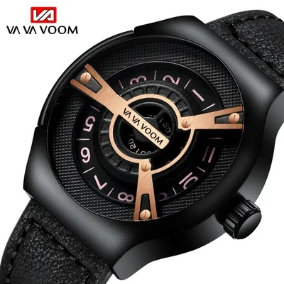 

Creative Design VAVA VOOM Men Quartz Watch Leather Waterproof Military Casual Sports Watch for men Business Relogio Masculino