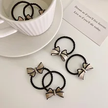 

2Pcs High Elastic Hair Bands for Women Girls Black Hairband Rubber Ties Ponytail Holder Scrunchies Kids Hair Accessories Bowknot