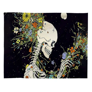 

Holiday Wall Art TV Background Human Skeleton Festival Skull Printed Tapestry Home Decoration Polyester Fabrics Halloween Party