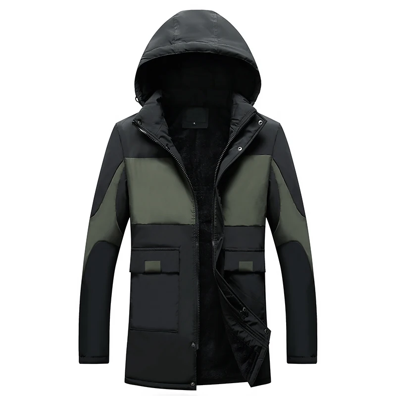 Army Green MANTLCONX куртка мужская зимняя Толстая флисовая верхняя одежда мужские куртки плюс размер 4XL Мужская ветровка парка бархатное теплое пальто Мужская зимняя - Цвет: Army Green