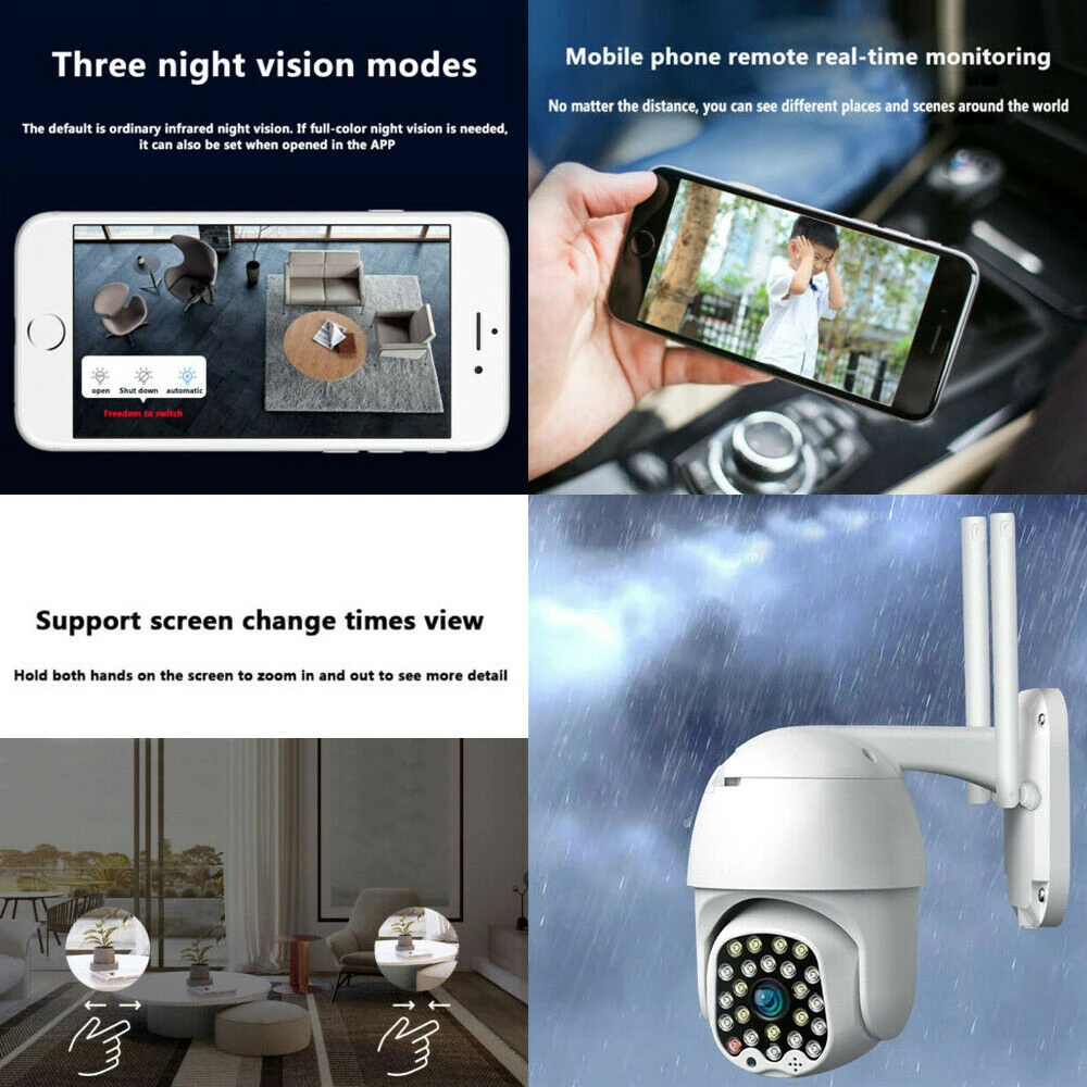 HD WiFi PTZ ip-камера, уличная камера безопасности, беспроводная IP 23 светодиода CCTV, скоростная купольная камера, ночное видение, обнаружение движения