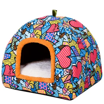 

New Cat Bed Graffiti Pattern Dog Pet Cave Comfortable Warm Beds For Cats Foldable Soft Warm Animal Puppy Cave Sleeping Bed