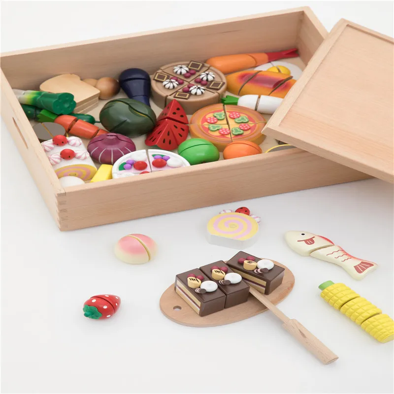 

Up LOVE 1-6-Year-Old Wooden Environmentally Friendly Velcro Fruit & Vegetable Slicer 33-+ Storage Box