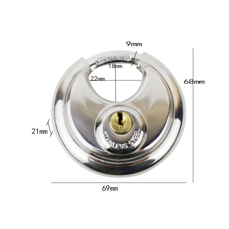 1PCS Cute Stainless Steel Brass Cylinder Disc Padlock Round Shape Disc Lock for Locking Doors Windows Bags