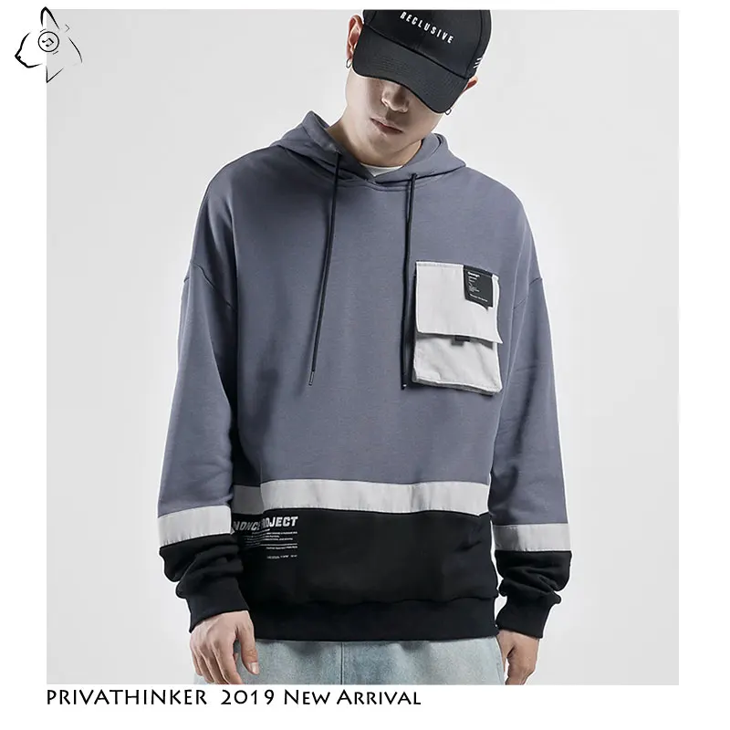 

Privathinker Men New Patchwork Streetwear Sweatshirts 2019 Mens Harajuku Loose Hoodies Male Japan Style Autumn 2XL Sweatshirts